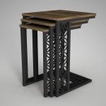 3-jų kavos staliukų komplektas Kalune Design Klark, rudas/juodas