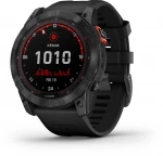 Išmanusis laikrodis Garmin fenix 7X Solar,  Pilkos skalūno spalvos korpusas su juodos spalvos silikoniniu dirželiu