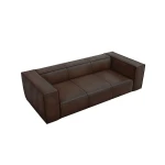 Trivietė odinė sofa Agawa, 227x100x68 cm, rudos spalvos