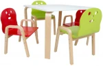 Vaikiškas staliukas HAPPY, 4 kėdės, balta/raudona/žalia