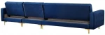 Beliani 5-vietė aksominė kairioji kampinė sofa-lova mėlyna ABERDEEN