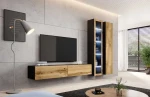 Cama living room cabinet set VIGO 3 juodas/wotan oak