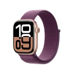 Apple Watch Series 10 GPS + Cellular 42mm Rose Gold Aluminium Case with Plum Sport Loop MWXC3ET/A