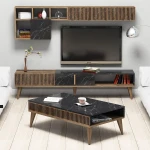 TV staliukas Kalune Design Svetainės baldų komplektas Milan - Walnut, Juodas