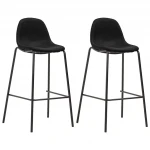 Baro kėdės su audiniu, 2 vnt., juodos spalvos