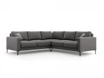 Simetrinė kampinė velvet sofa Venus, 5 sėdimos vietos, pilka