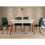 Kalune Design Išplečiamas pietų stalas ir kėdės (5 vienetai) Santiago Baltas Žalias
