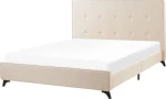 Beliani Sumontuota lova 140 x 200 cm smėlio spalvos AMBBASADOR