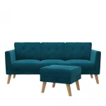 Trivietė sofa su pufu CosmoLiving by Cosmopolitan 157, mėlyna