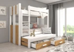 Dviaukštė lova Adrk Furniture Artema, 80x180 cm, balta/ruda