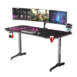 Žaidimų stalas Ultradesk Frag XXL Gaming Desk, Juodas su rožinės spalvos kilimėliu