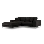 Kairinė kampinė sofa Jog, 286x242x90 cm, tamsiai pilka
