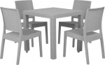 Lauko baldų komplektas Beliani Sodo stalo rinkinys ir 4 šviesiai pilkos FOSSANO kėdės
