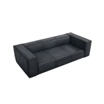 Trivietė odinė sofa Agawa, 227x100x68 cm, tamsiai mėlyna