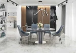 RICARDO extension table, color: top - pilkas marble, legs - dark pilkas