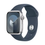 Išmanusis laikrodis Apple Watch Series 9 GPS, 41 mm, Sidabrinės spalvos aliuminio korpusas su mėlynos spalvos sportiniu dirželiu - S/M