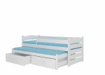 Vaikiška lova Adrk Furniture Tiarro 80x180 cm su šonine apsauga, balta/šviesiai pilka