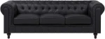 Beliani 3-vietė eko-odinė sofa didelė juoda CHESTERFIELD