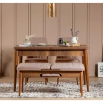 Kalune Design Išplečiamas pietų stalas ir kėdės (4 vienetai) Vina 0900 - Walnut Stone