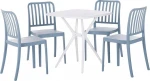 Lauko baldų komplektas Beliani Sodo stalo rinkinys ir 4 mėlynos kėdės su baltomis SERSALE