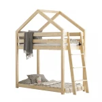 Dviaukštė lova-namelis Dalidda-3 su kopėčiomis, 90x200 cm, ąžuolo spalvos