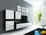 Cama Living room cabinet set VIGO 23 juodas/baltas gloss