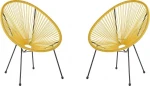 Beliani 2 rotango kėdžių rinkinys geltona ACAPULCO II