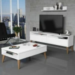 TV staliukas Kalune Design Svetainės baldų rinkinys Best - Baltas