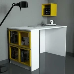 Kalune Design Hommy Craft rašomasis stalas Box, baltas/geltonas