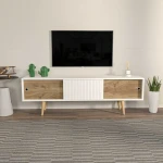 TV staliukas Kalune Design TV stalas Ecrin - Baltas, Walnut