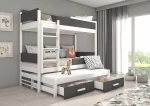 Dviaukštė lova ADRK Furniture Queen su čiužiniais, 90x200 cm, balta/pilka
