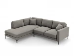 Kairinė kampinė velvet sofa Venus, 5 sėdimos vietos, šviesiai pilka