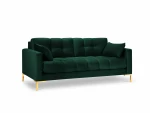 Sofa Micadoni Home Mamaia 3S, tamsiai žalia/auksinės spalvos