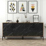 TV staliukas Kalune Design Konsolė Kiev - Walnut, Juodas Marble