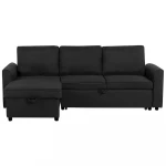 Beliani Dešinė kampinė sofa juoda NESNA