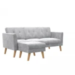 Trivietė sofa su pufu Cosmoliving by Cosmopolitan Gloria, pilka