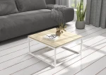 Kavos staliukas ADRK Furniture Belten 65x65cm, šviesiai rudas/baltas