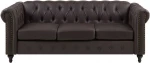 Beliani 3-vietė sofa, eko oda, tamsiai ruda CHESTERFIELD