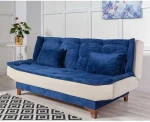 Kalune Design 3 vietų sofa-lova Kelebek - Dark Mėlyna, Kreminis