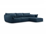 Dešininė kampinė sofa Vanda, 4 sėdimos vietos, tamsiai mėlyna