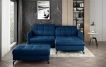 Kairinės kampinės sofos ir pufo komplektas Eltap Lorelle, tamsiai mėlynas