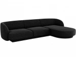 Dešininė kampinė sofa Micadoni Miley, 259 x 155 x 74 cm, juoda