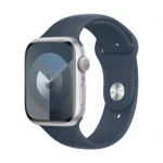 Išmanusis laikrodis Apple Watch Series 9 GPS, 45 mm, Sidabrinės spalvos aliuminio korpusas su mėlynos spalvos sportiniu dirželiu - S/M