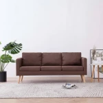 Trivietė sofa, ruda, audinys