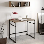 Kalune Design Darbo stalas Gama - Walnut, Juodas