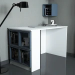 Rašomasis stalas Kalune Design 845 (I), baltas/mėlynas