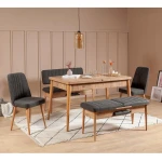 Kalune Design Išplečiamas pietų stalas ir kėdės (5 vienetai) Vina Atlantic Anthracite