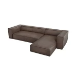 Keturvietė dešininė odinė kampinė sofa Agawa, 290x173x68 cm, rudos spalvos