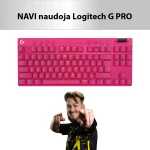 Žaidimų klaviatūra Logitech G Pro X TKL Lightspeed, US išdėstymas, Rožinės spalvos