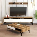 TV staliukas Kalune Design Svetainės baldų komplektas Istanbul - Walnut, Baltas